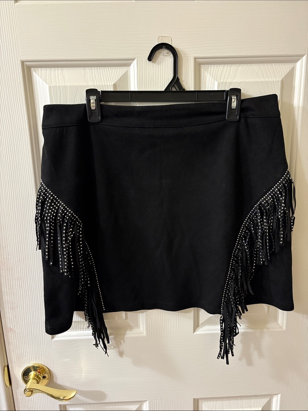 SHEIN Black Mini Skirt with Studded Fringe
